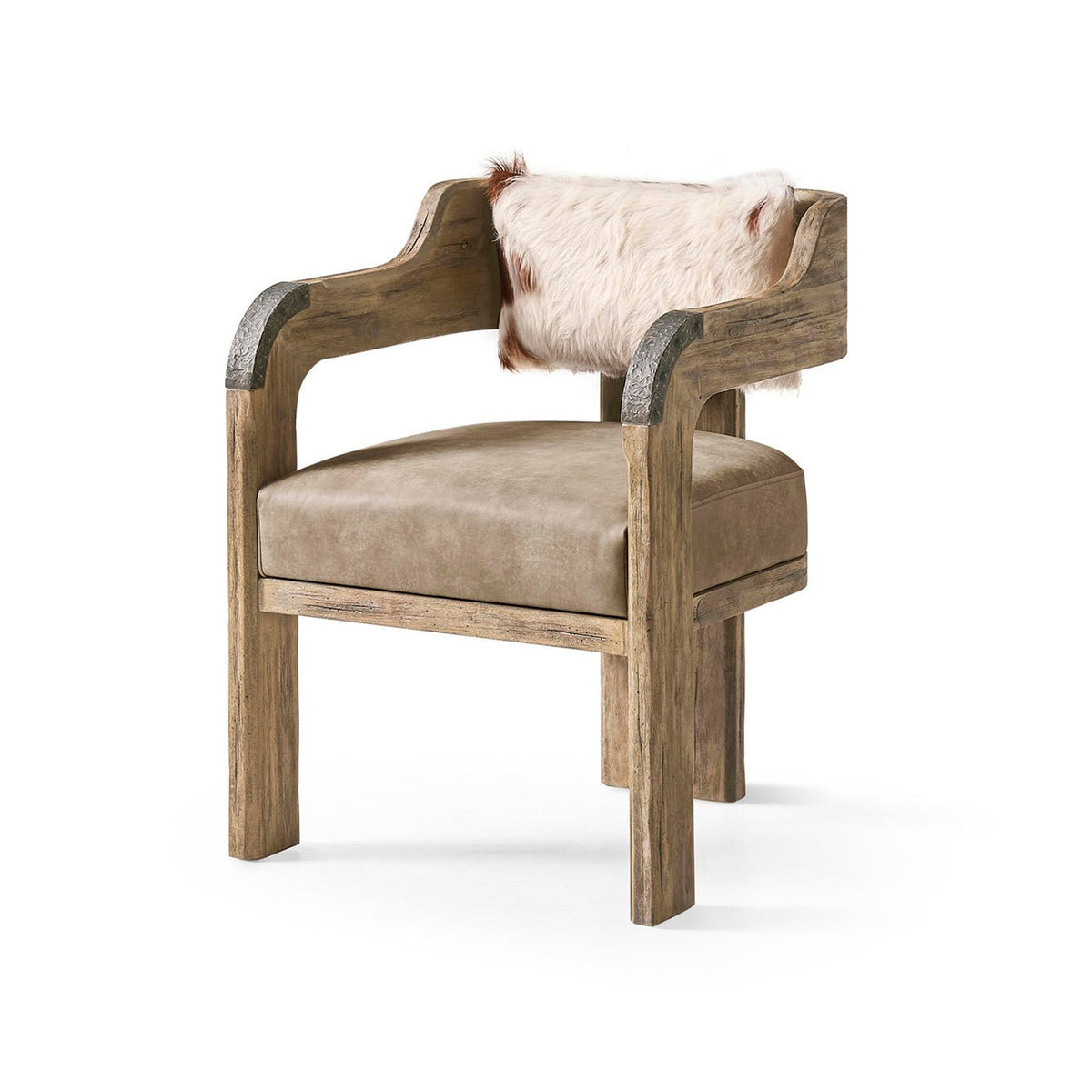 Modern Western Leather &amp; Hide Accent Armchair - English Georgian America