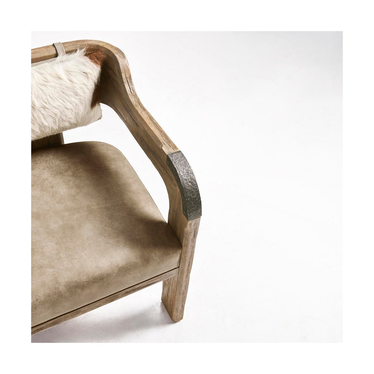 Modern Western Leather &amp; Hide Accent Armchair - English Georgian America