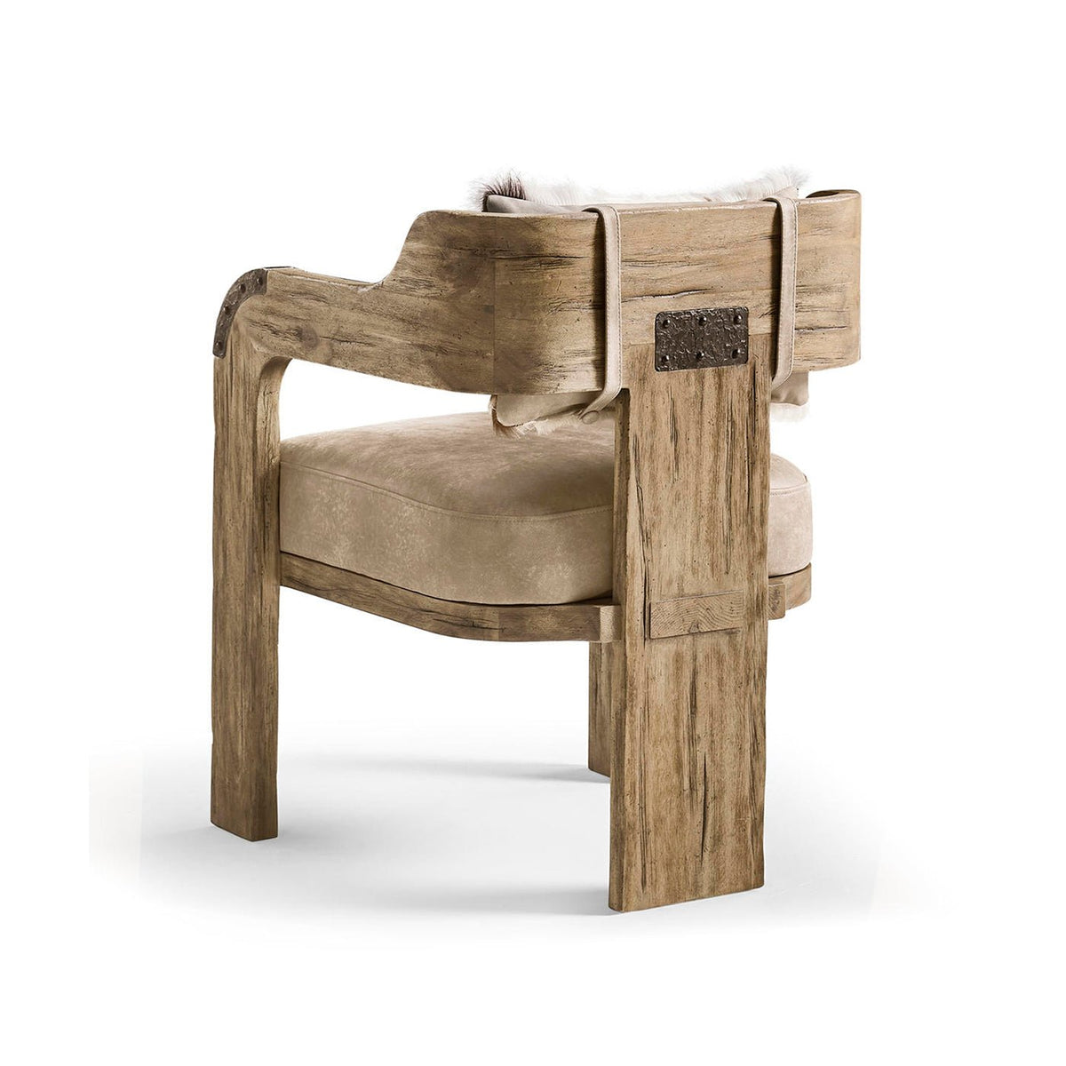 Modern Western Leather &amp; Hide Accent Armchair - English Georgian America