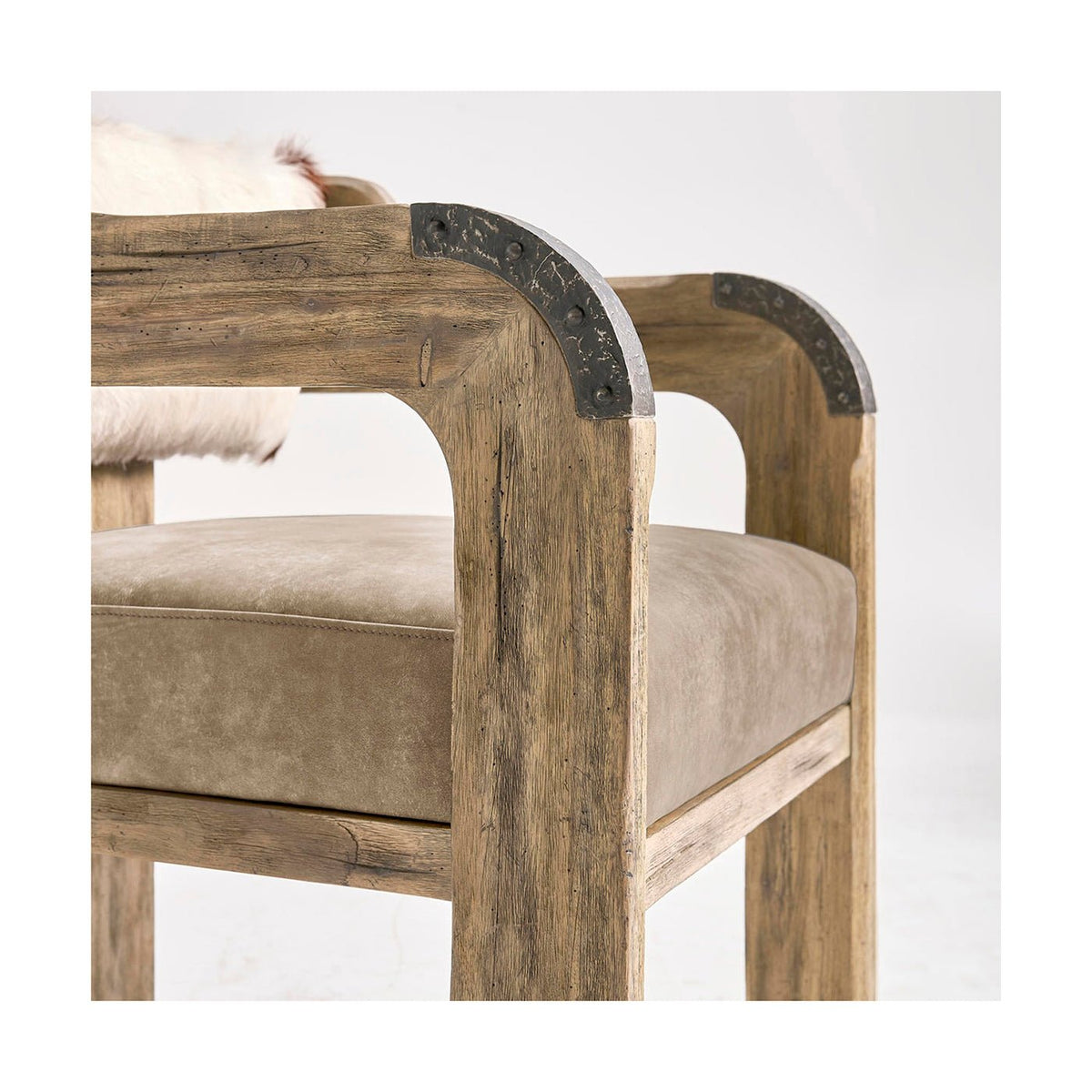 Modern Western Leather &amp; Hide Accent Armchair - English Georgian America