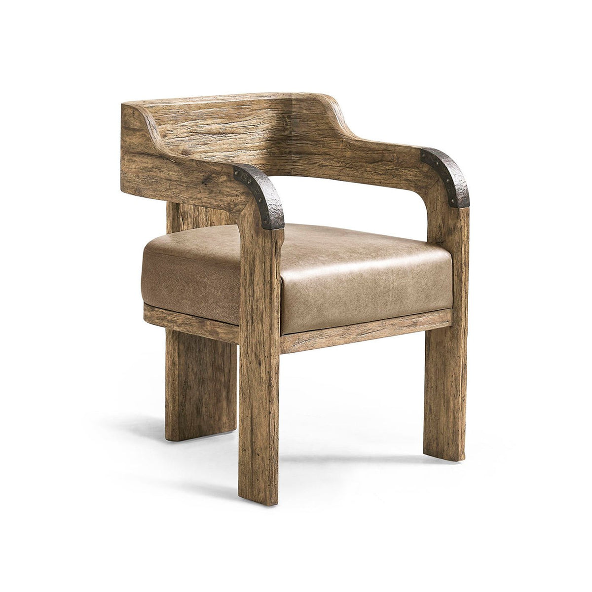 Modern Western Leather &amp; Hide Accent Armchair - English Georgian America