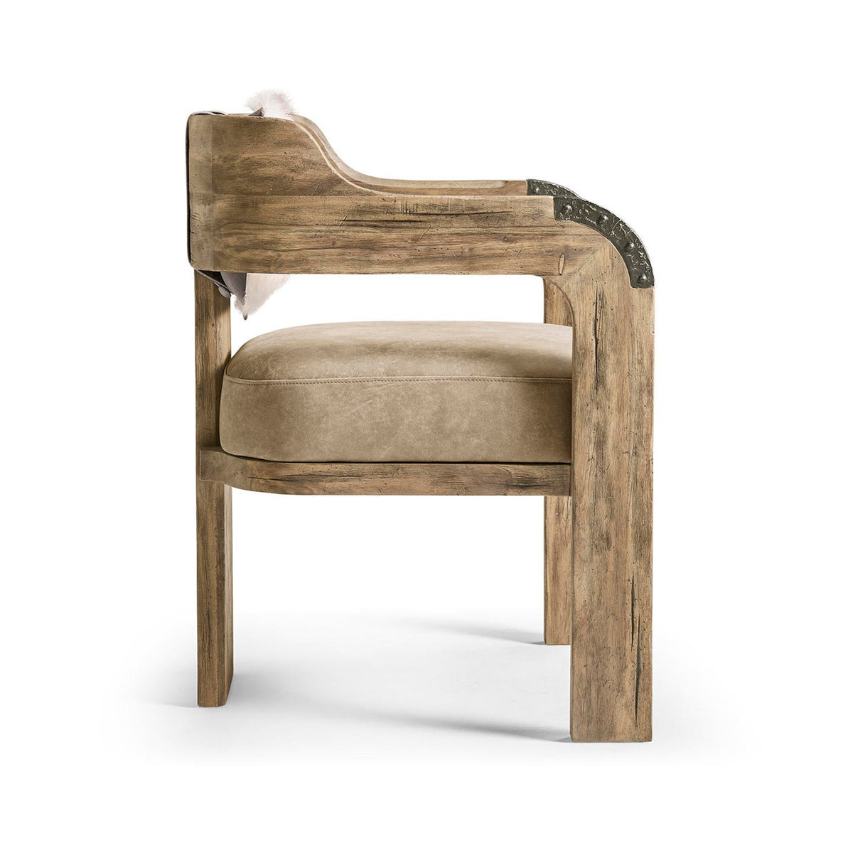 Modern Western Leather &amp; Hide Accent Armchair - English Georgian America