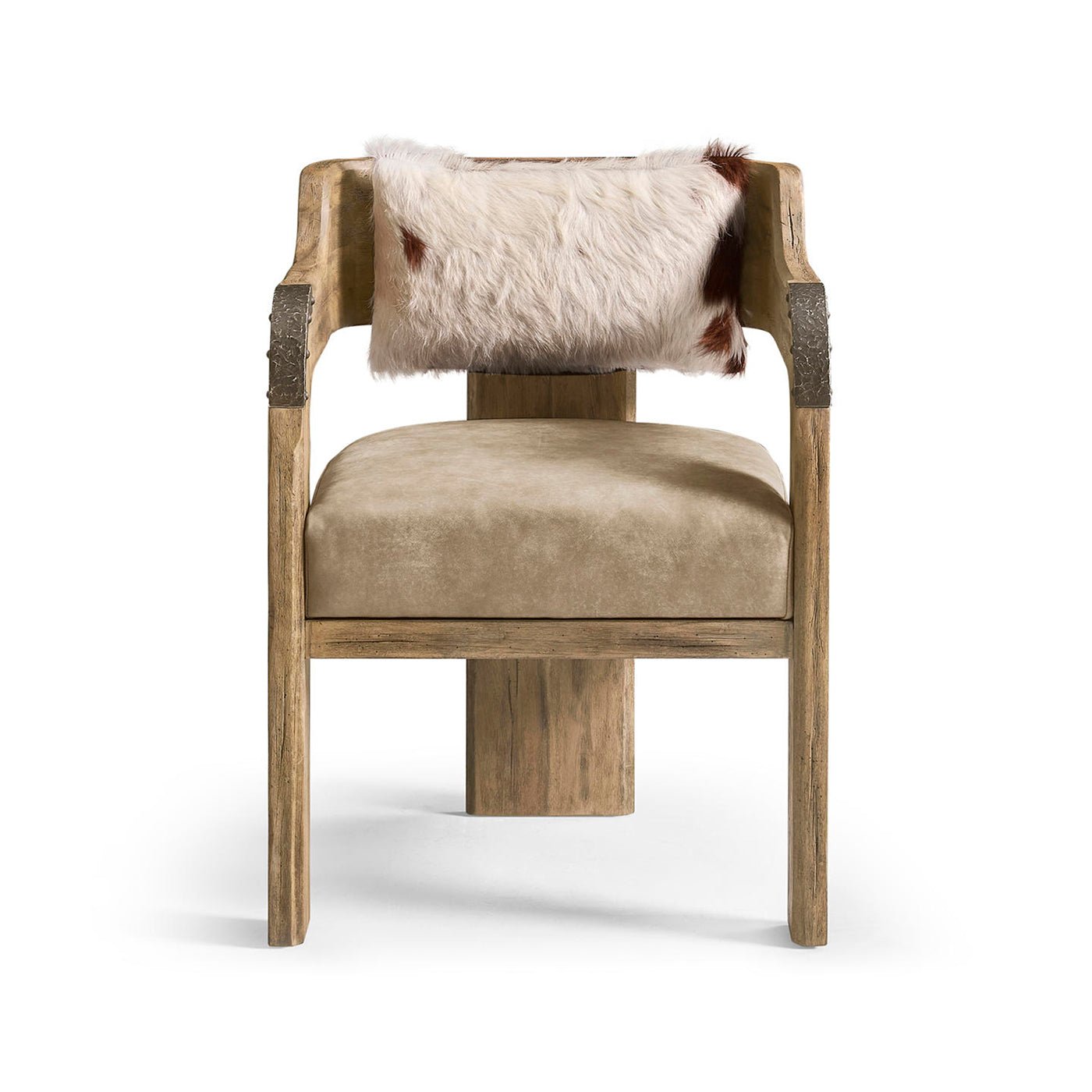 Modern Western Leather & Hide Accent Armchair - English Georgian America