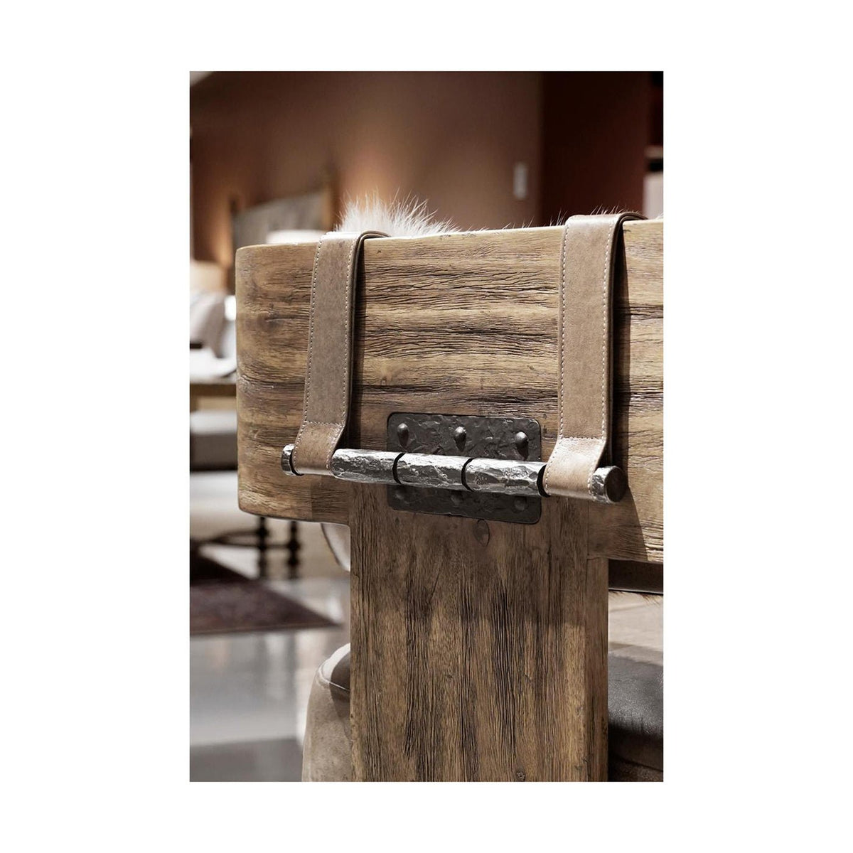 Modern Western Leather &amp; Hide Accent Armchair - English Georgian America