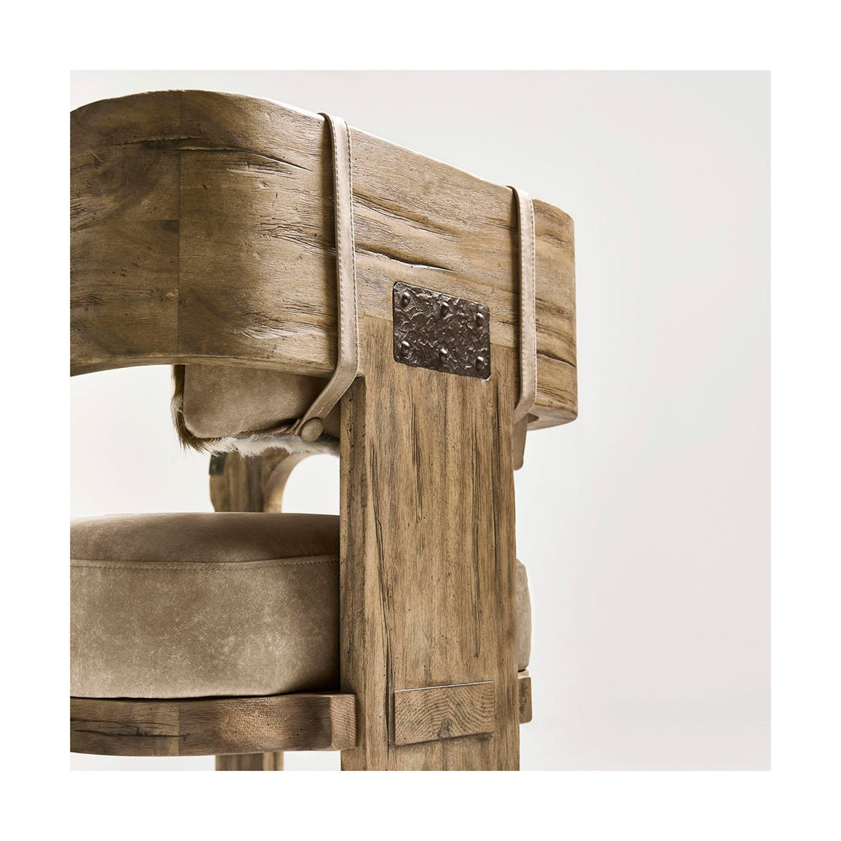 Modern Western Leather &amp; Hide Accent Armchair - English Georgian America