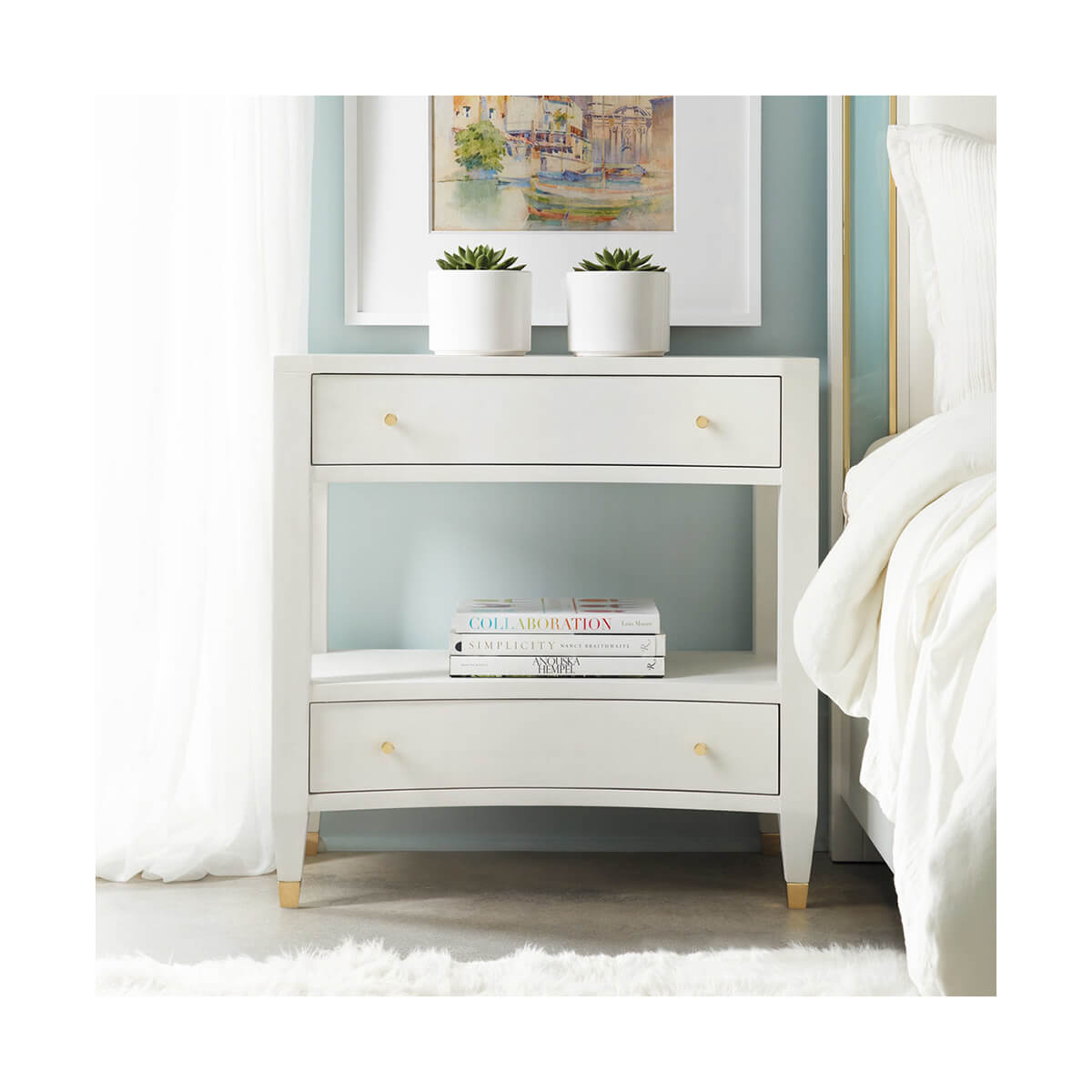 Modern White Painted Nightstand - English Georgian America