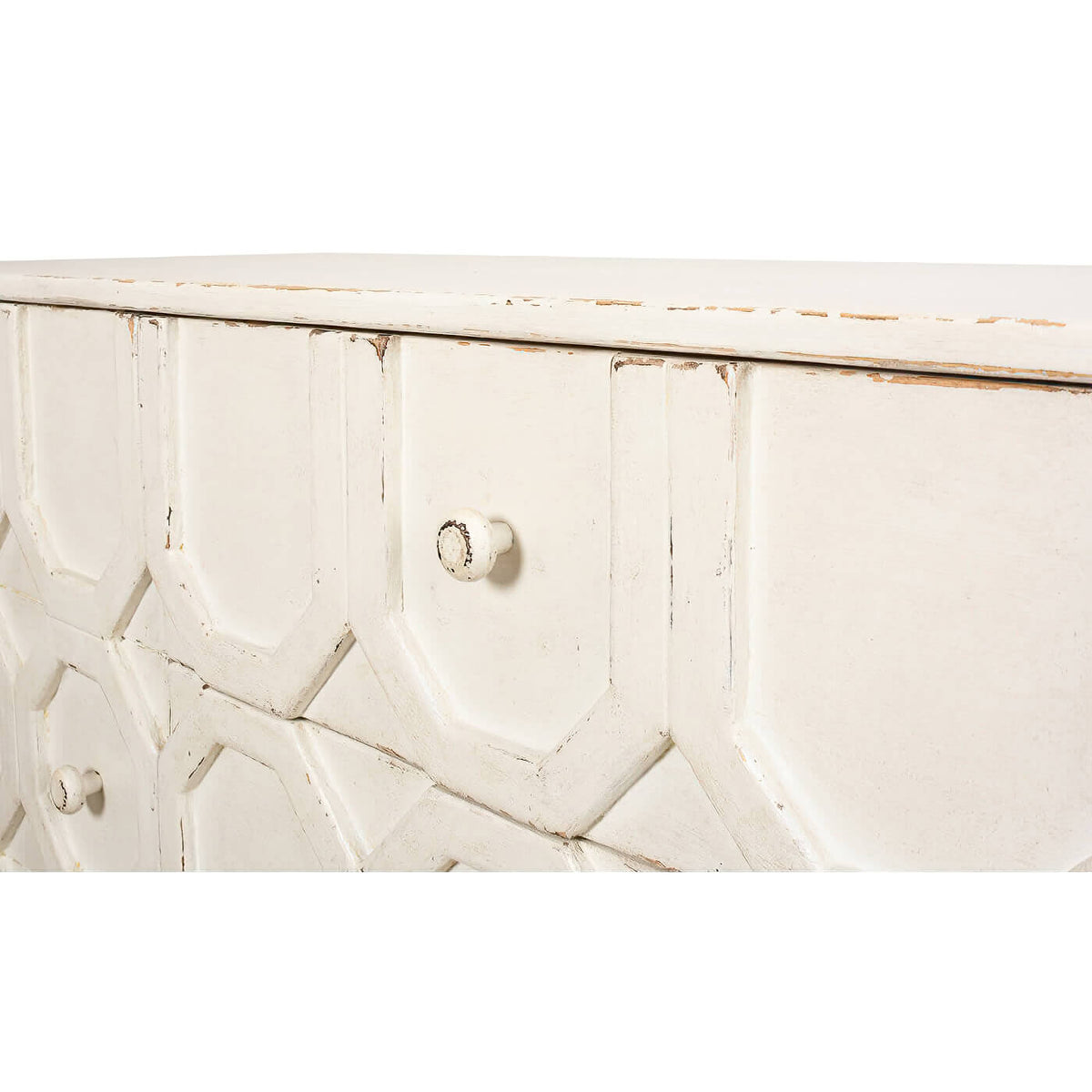 Modern Whitewash Geometric Sideboard - English Georgian America