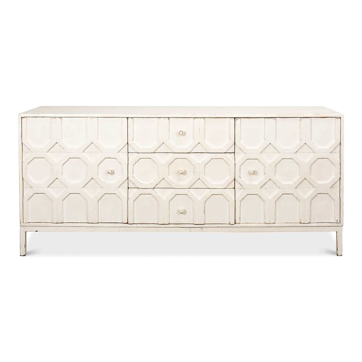 Modern Whitewash Geometric Sideboard - English Georgian America