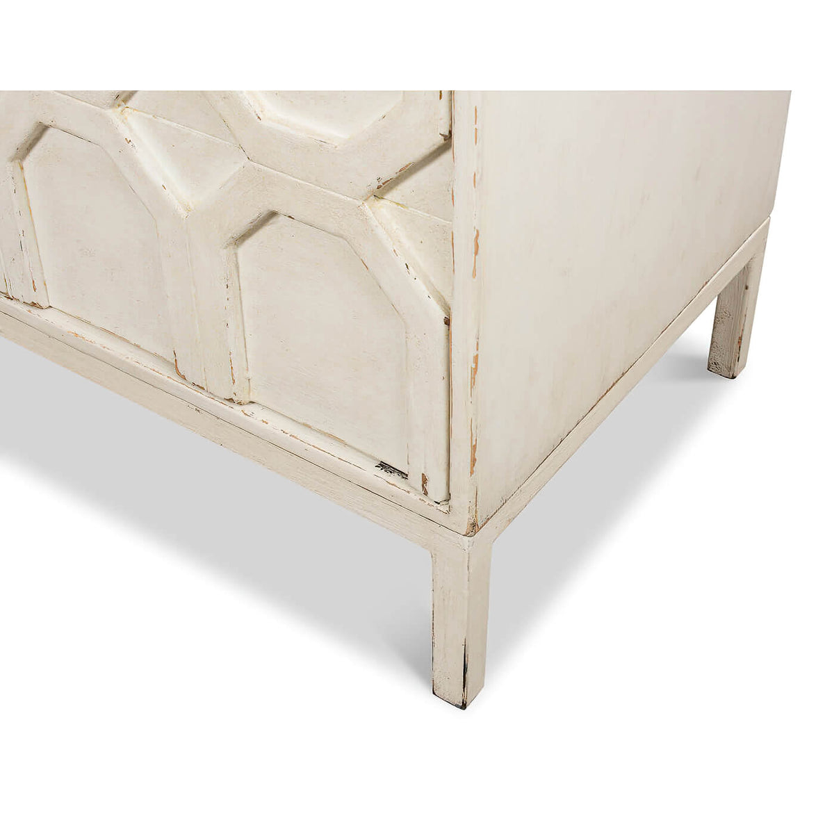Modern Whitewash Geometric Sideboard - English Georgian America