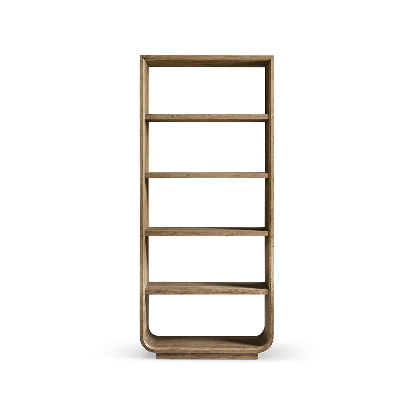 Modern Wood Open Bookcase with Rounded Frame - English Georgian America