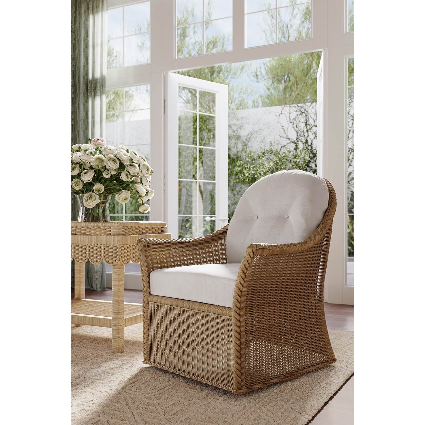 Nantucket Rattan Swivel Chair - English Georgian America