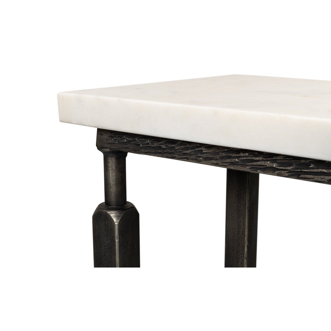 Narrow Minimalist Marble Top Console Table - English Georgian America
