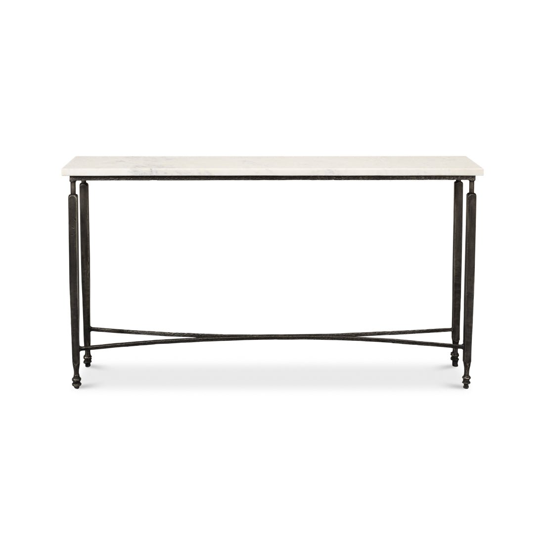Narrow Minimalist Marble Top Console Table - English Georgian America
