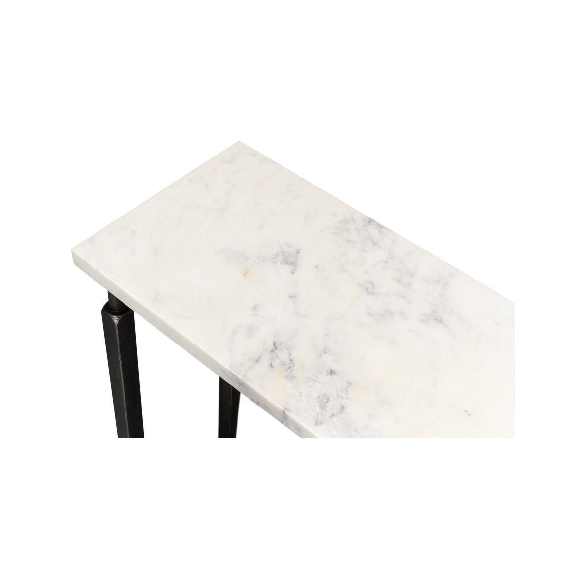 Narrow Minimalist Marble Top Console Table - English Georgian America