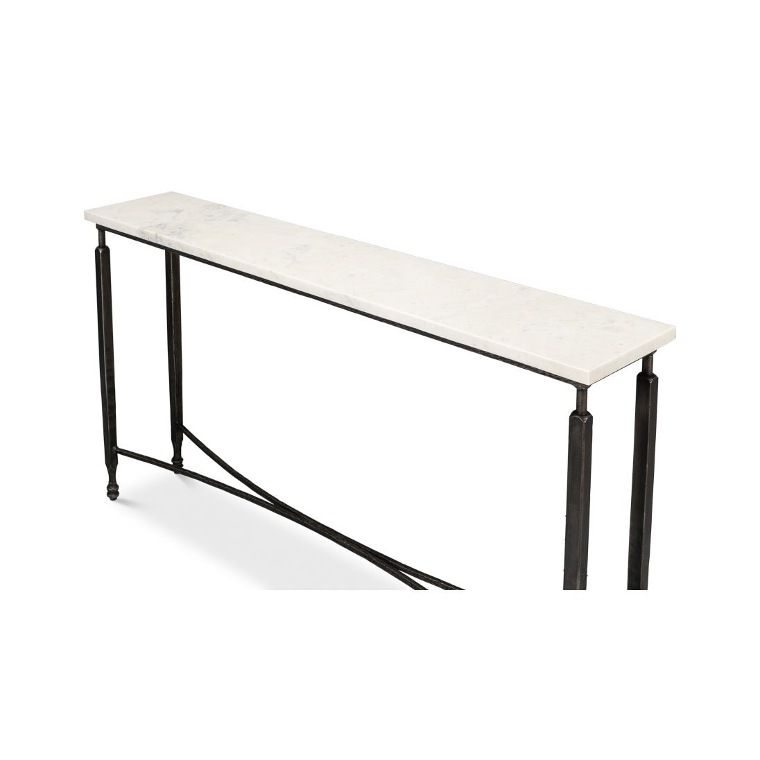 Narrow Minimalist Marble Top Console Table - English Georgian America