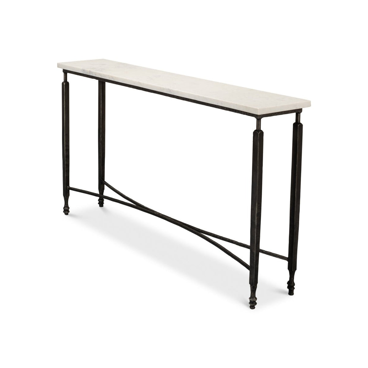 Narrow Minimalist Marble Top Console Table - English Georgian America