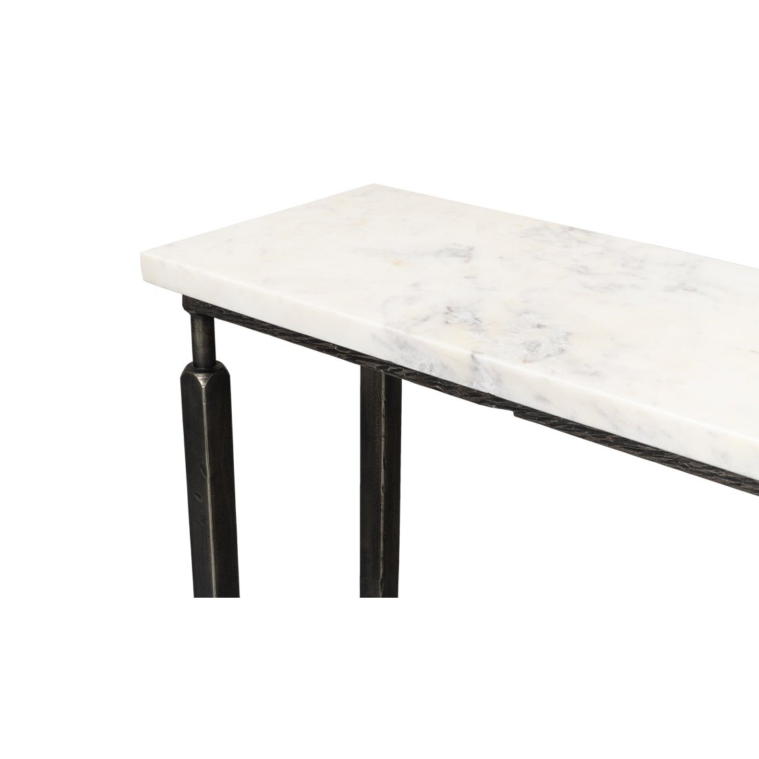 Narrow Minimalist Marble Top Console Table - English Georgian America