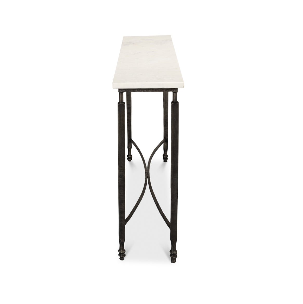 Narrow Minimalist Marble Top Console Table - English Georgian America