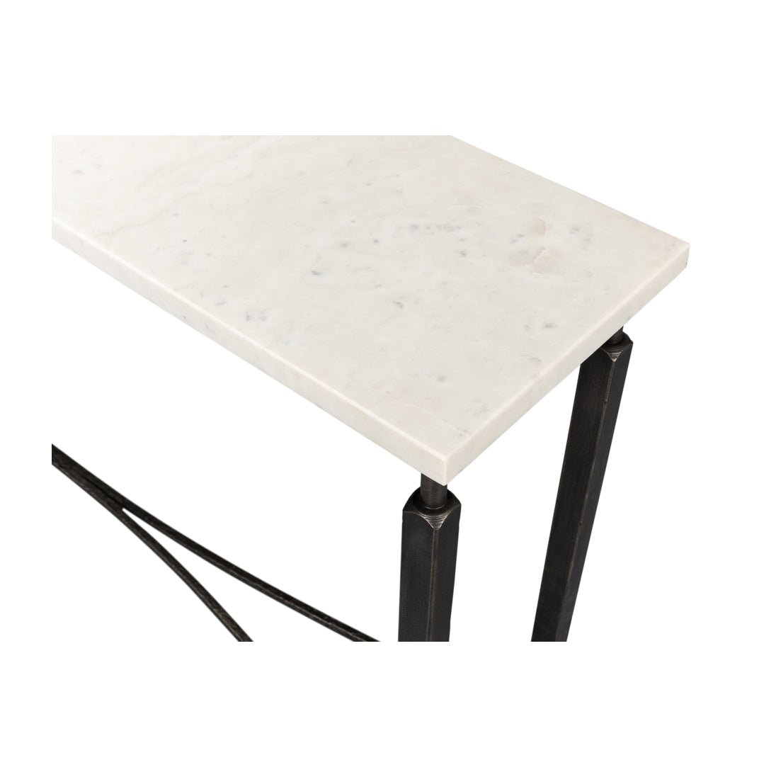 Narrow Minimalist Marble Top Console Table - English Georgian America