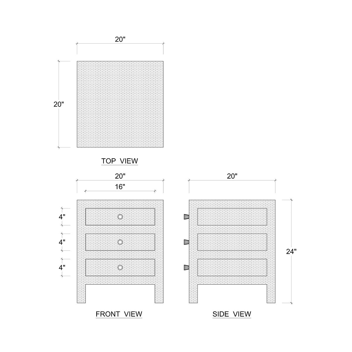 Natural Rattan Bedside Table - English Georgian America
