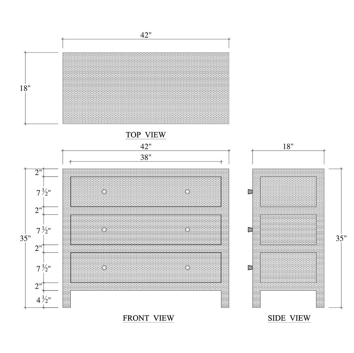 Natural Rattan Chest of Drawers - English Georgian America