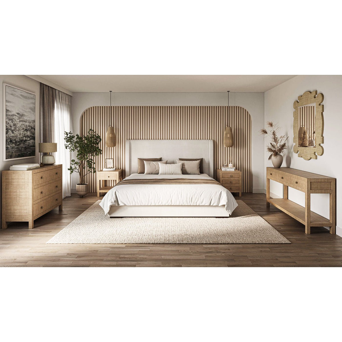 Natural Rattan Console Table - English Georgian America