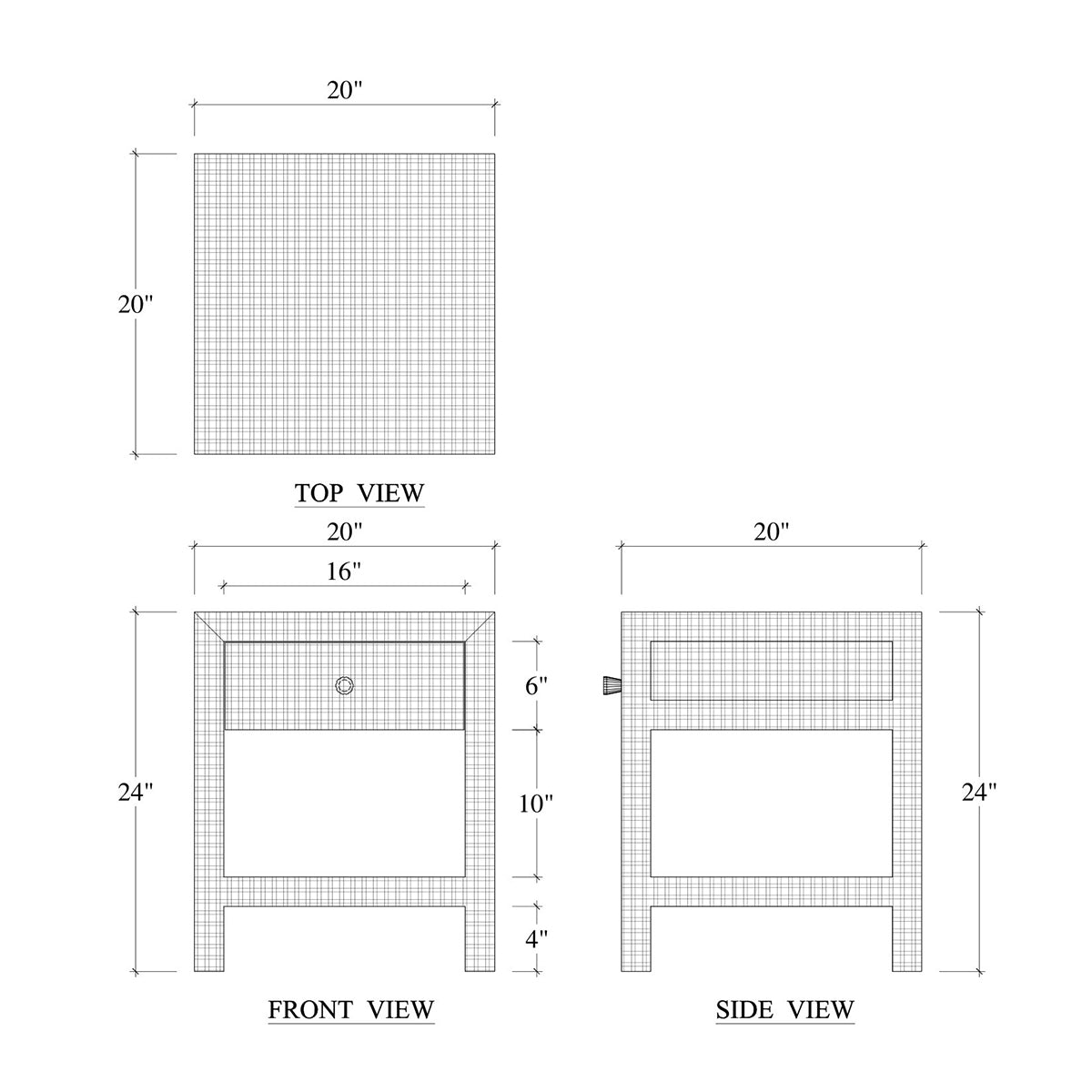 Natural Rattan Nightstand - English Georgian America