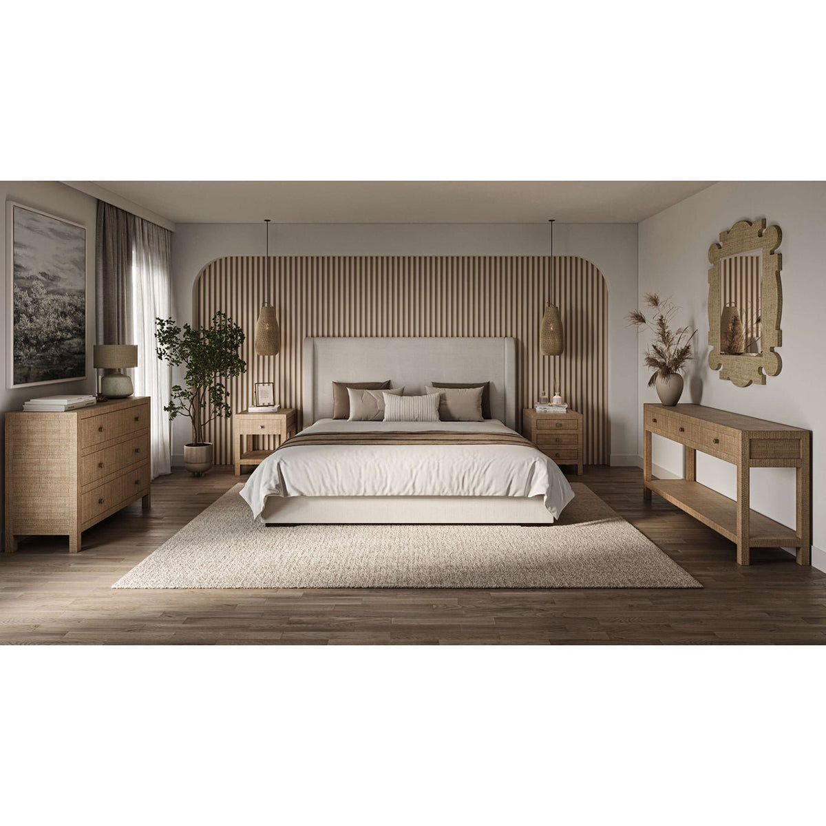 Natural Rattan Nightstand - English Georgian America