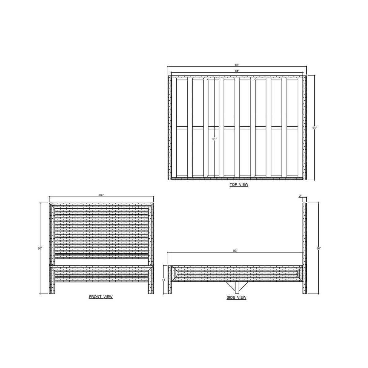 Natural Rattan Queen Size Bed Frame - English Georgian America