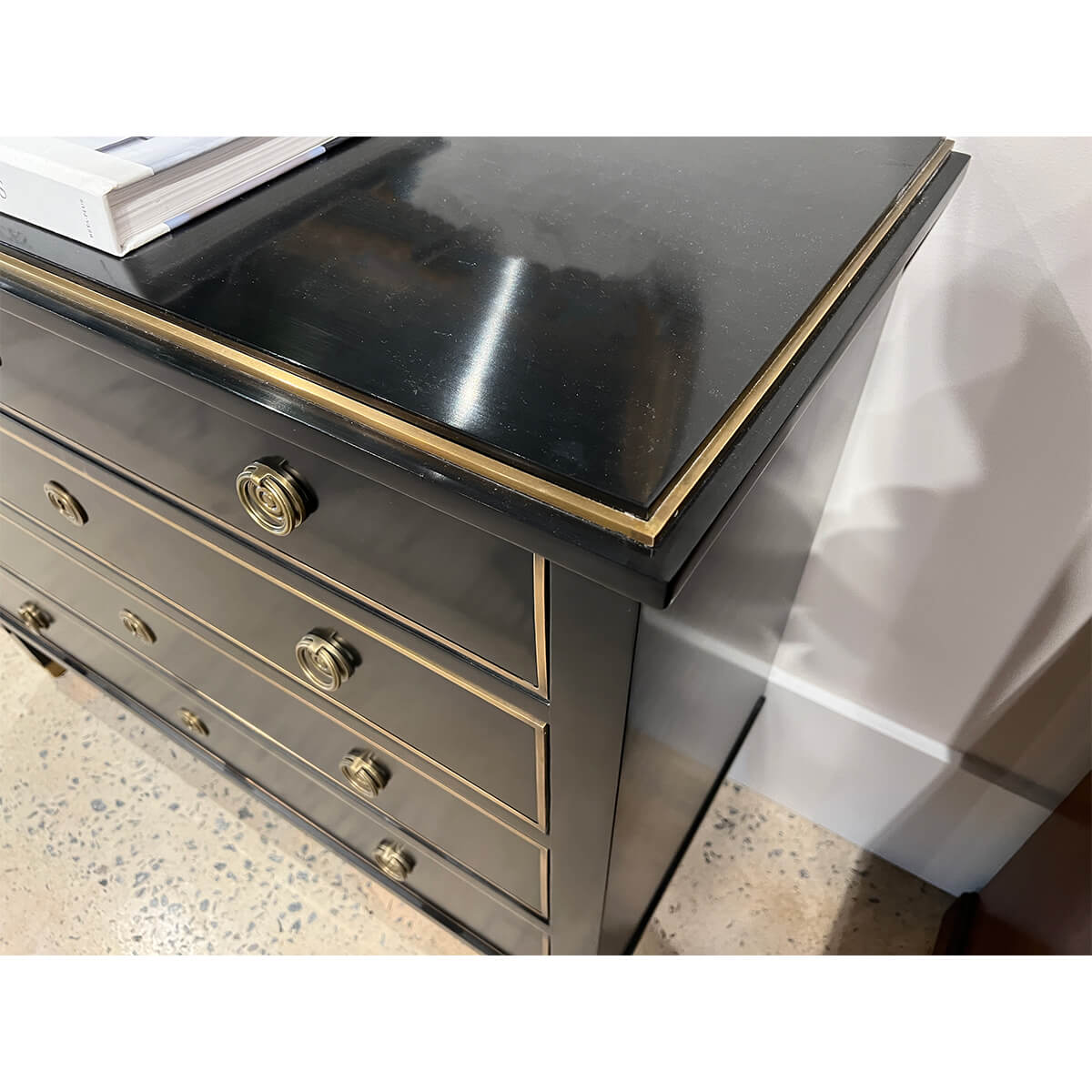 Neo Classic Black Chest of Drawers - English Georgian America