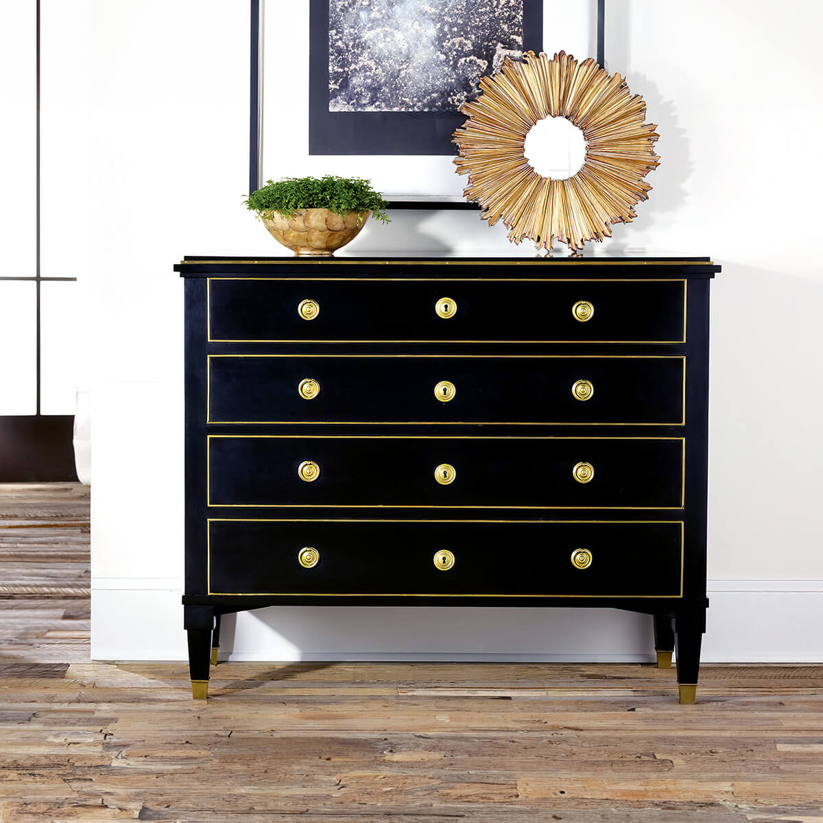 Neo Classic Black Chest of Drawers - English Georgian America