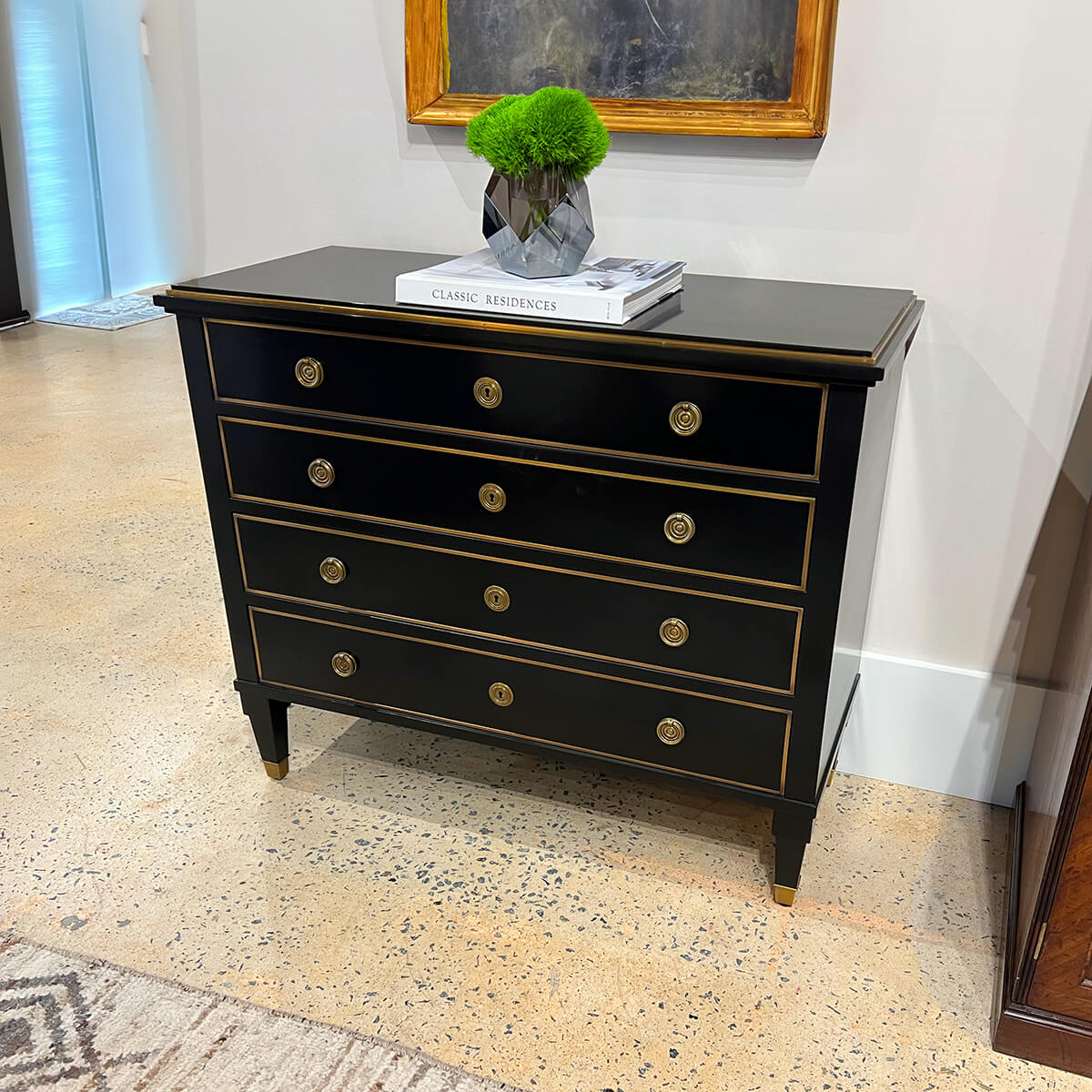 Neo Classic Black Chest of Drawers - English Georgian America
