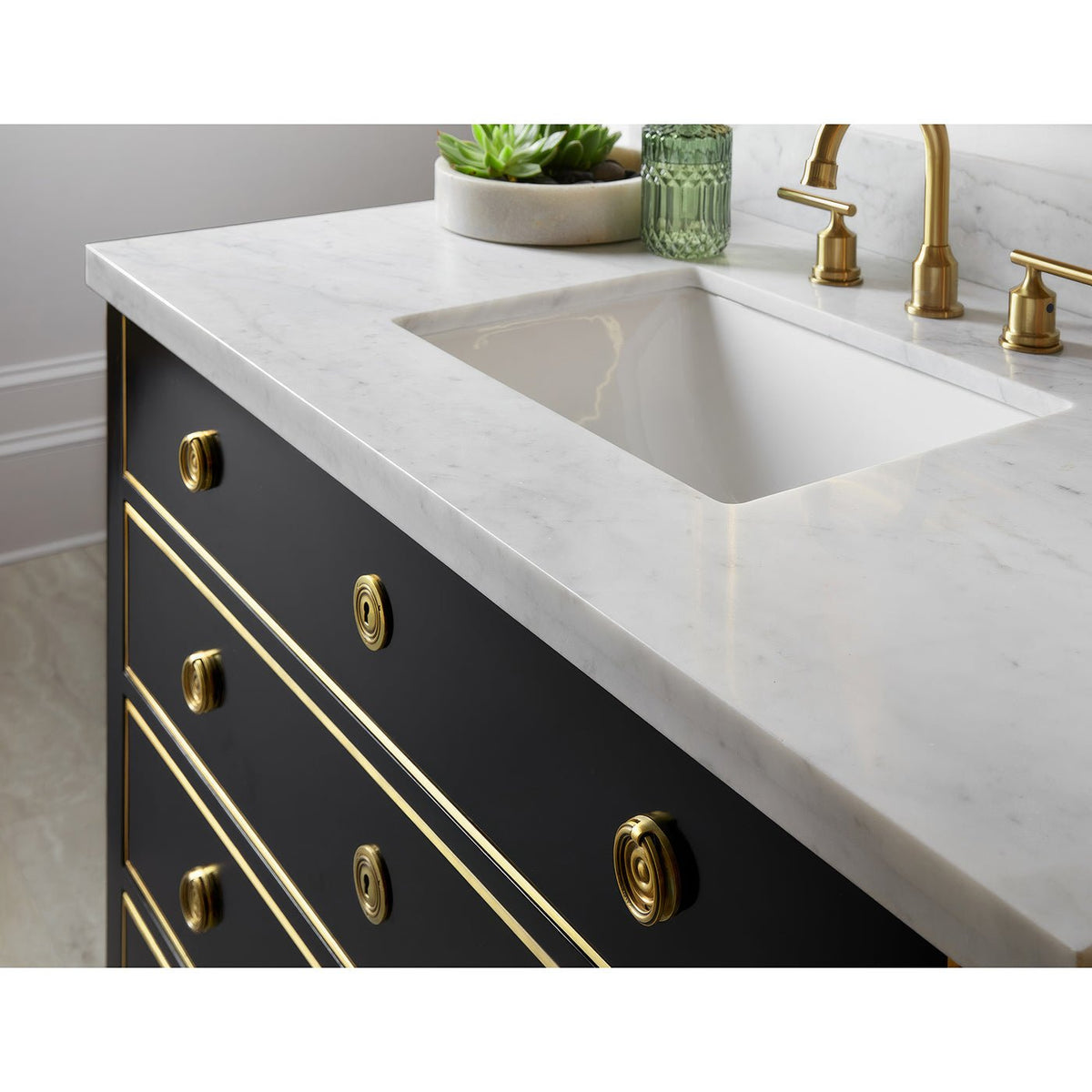 Neo Classic Black Marble Top Vanity - English Georgian America