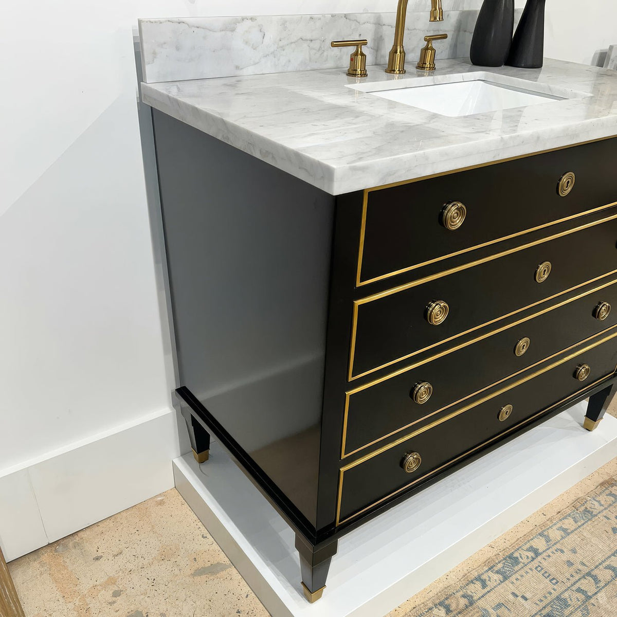 Neo Classic Black Marble Top Vanity - English Georgian America