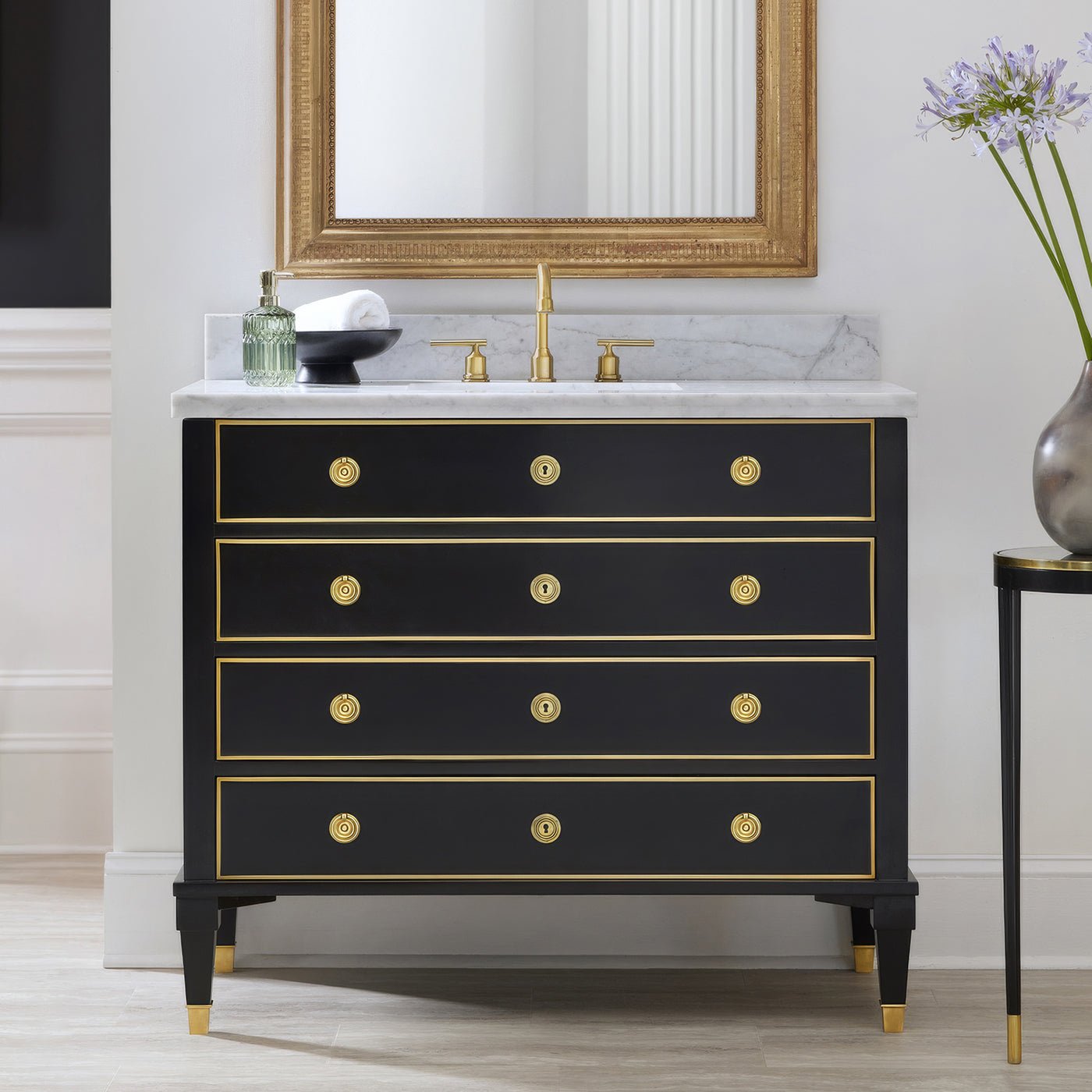 Neo Classic Black Marble Top Vanity - English Georgian America