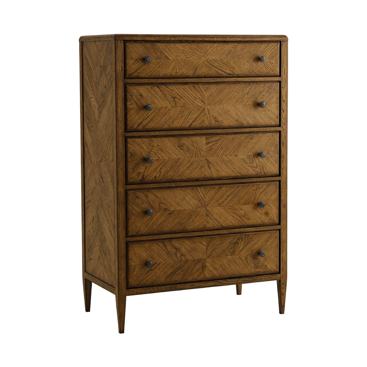 Neo Classic Oak Tall Dresser - Dark - English Georgian America