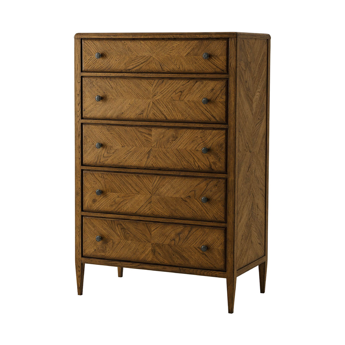 Neo Classic Oak Tall Dresser - Dark - English Georgian America