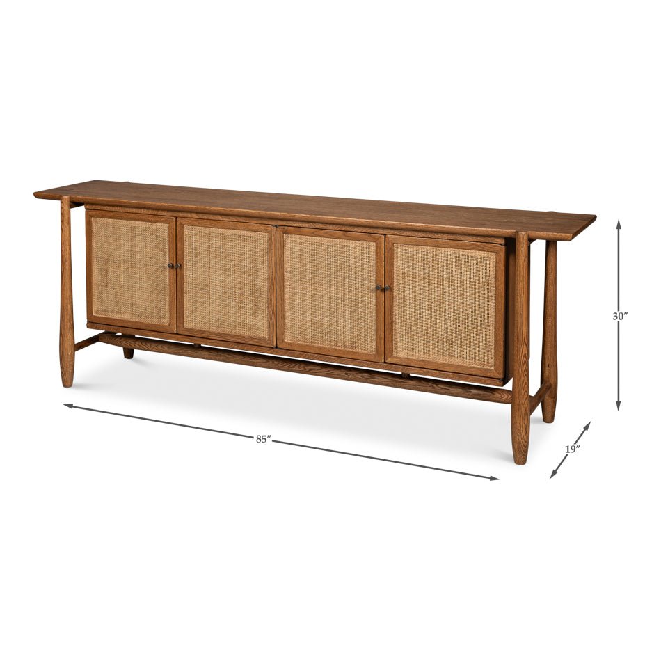 Oak Mid Century Modern Credenza - English Georgian America