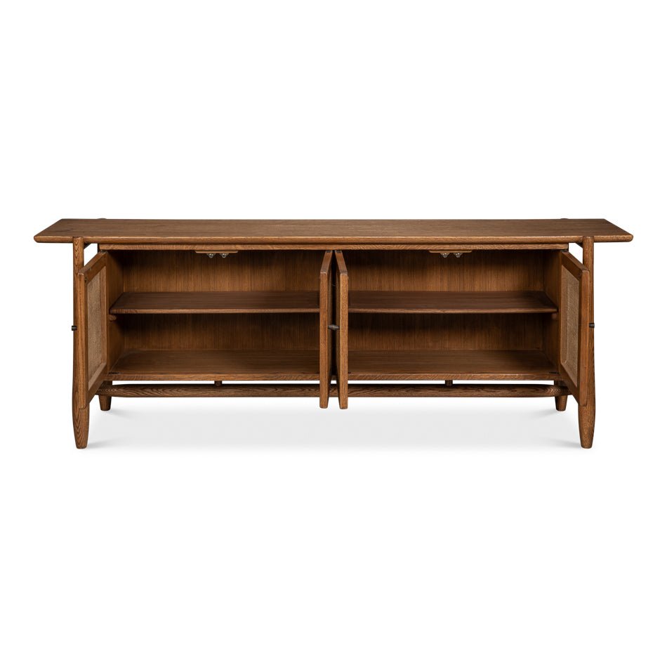 Oak Mid Century Modern Credenza - English Georgian America