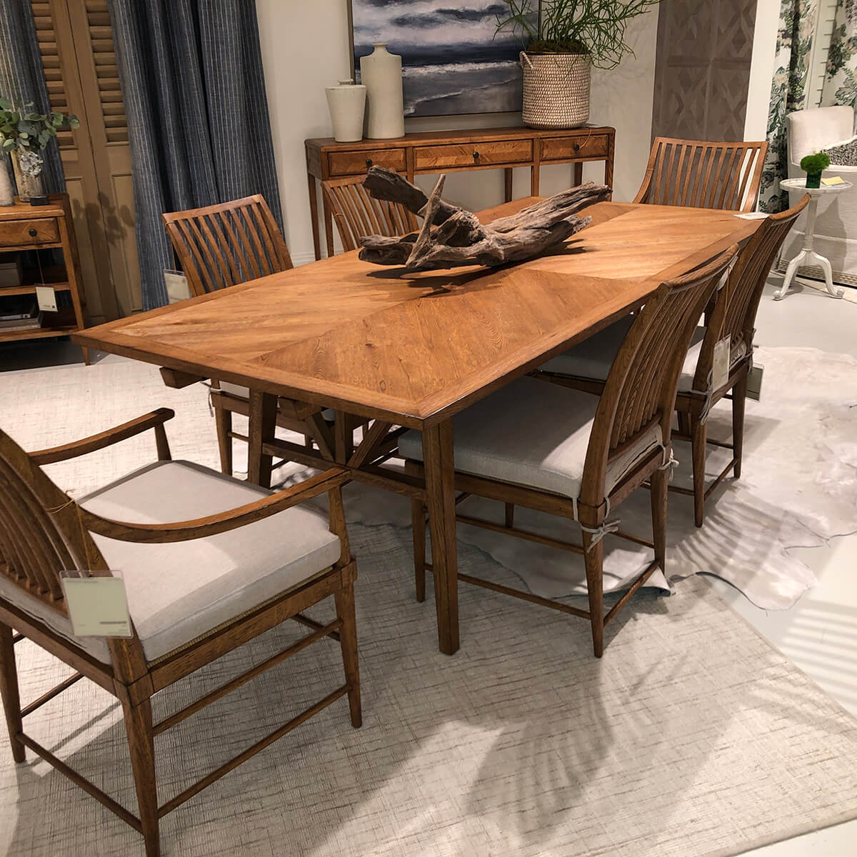 Oak Parquetry Extending Dining Table - English Georgian America