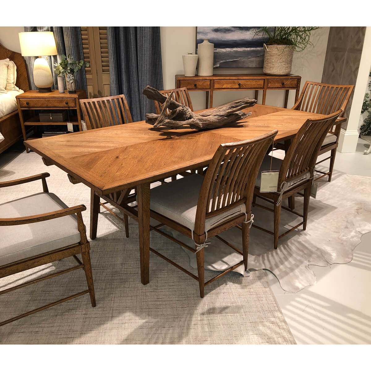 Oak Parquetry Extending Dining Table - English Georgian America