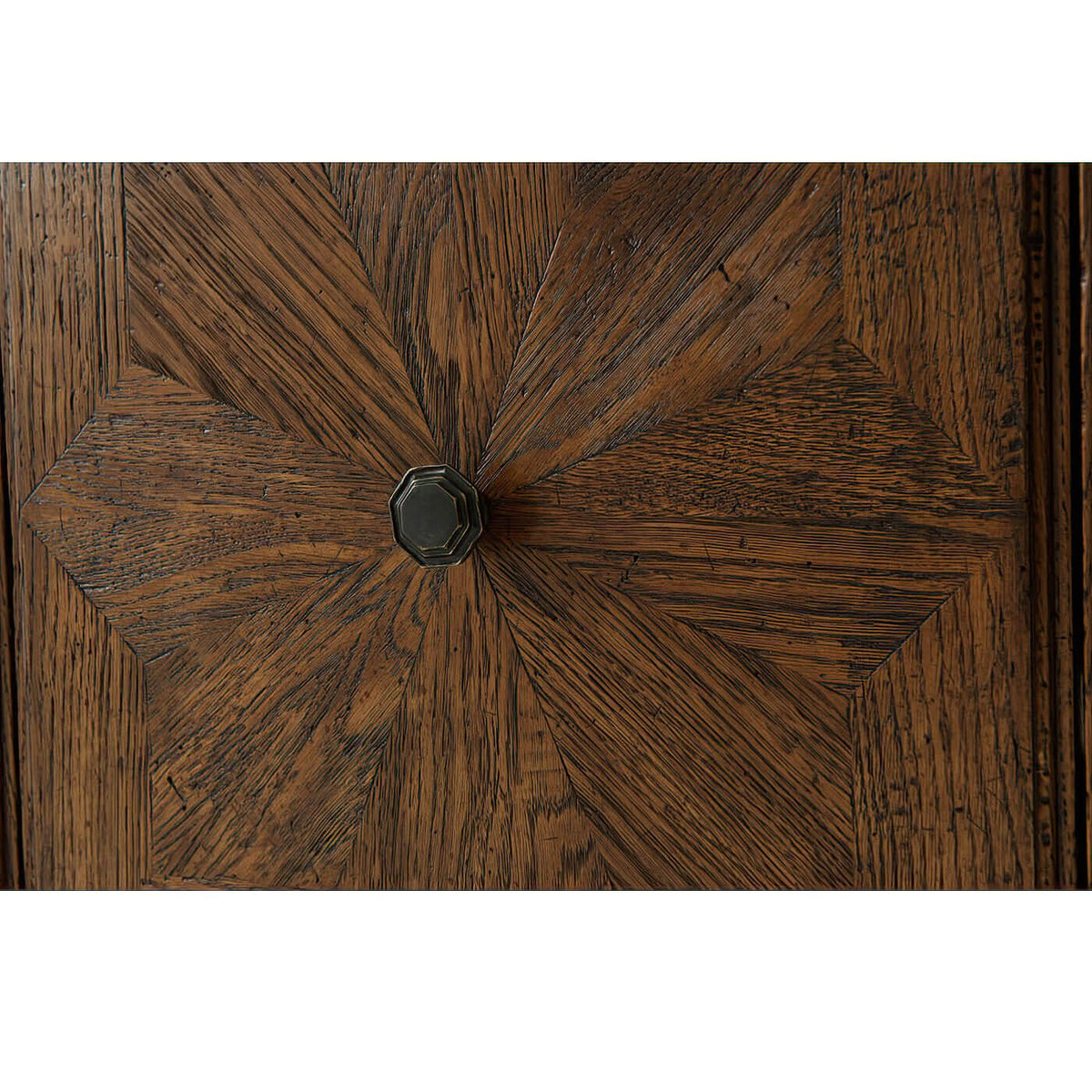 Oak Parquetry Media Cabinet - Dark - English Georgian America