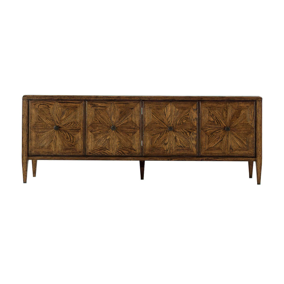 Oak Parquetry Media Cabinet - Dark - English Georgian America