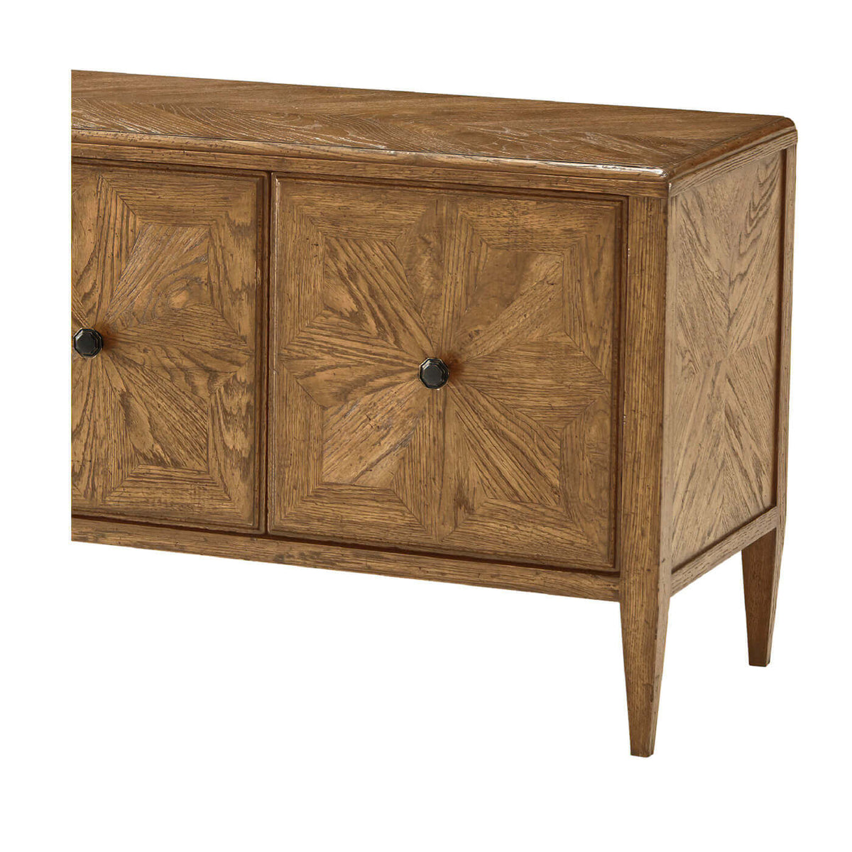 Oak Parquetry Media Cabinet - Light - English Georgian America