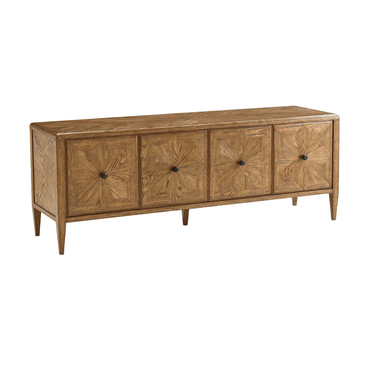 Oak Parquetry Media Cabinet - Light - English Georgian America