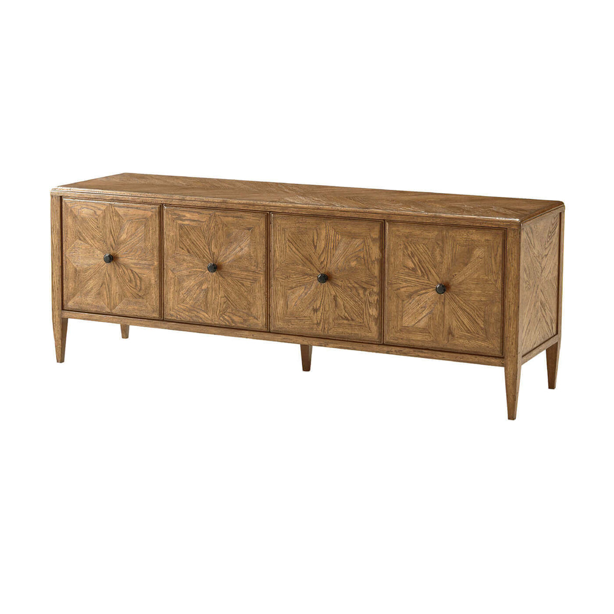 Oak Parquetry Media Cabinet - Light - English Georgian America