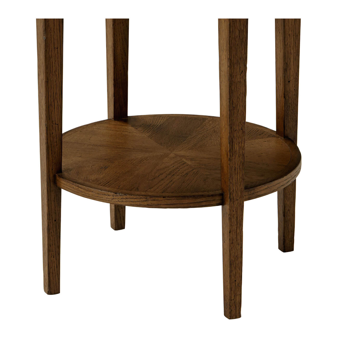Oak Parquetry Round Side Table - Dark Oak - English Georgian America