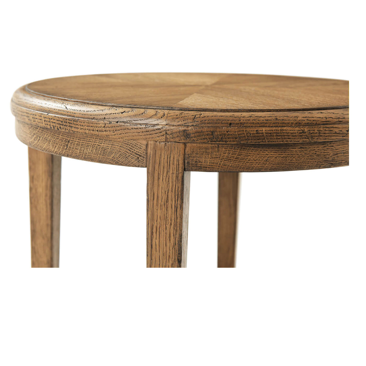 Oak Parquetry Round Side Table - Light Oak - English Georgian America