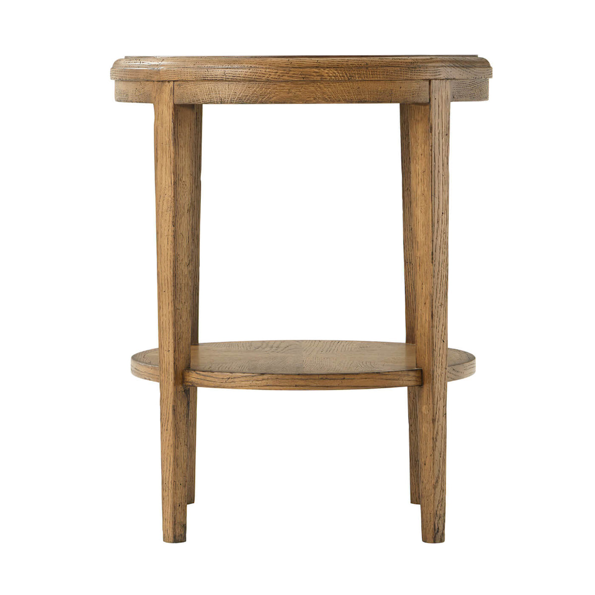 Oak Parquetry Round Side Table - Light Oak - English Georgian America