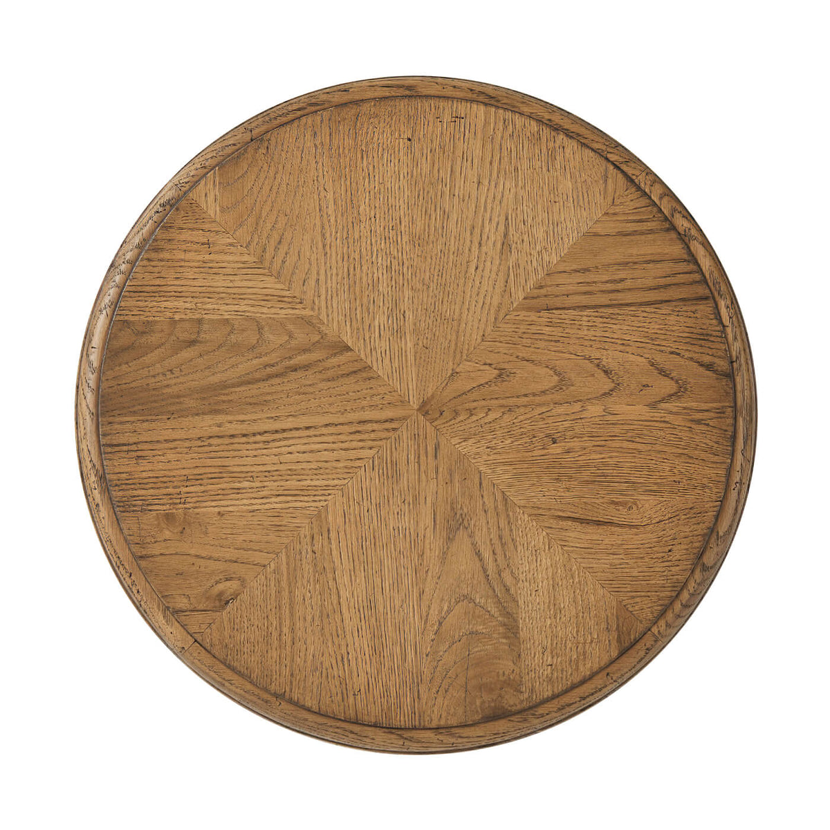 Oak Parquetry Round Side Table - Light Oak - English Georgian America